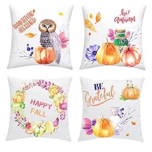 Fall Pillow Covers 18x18, 4 Pack Fall Pillows Decorative